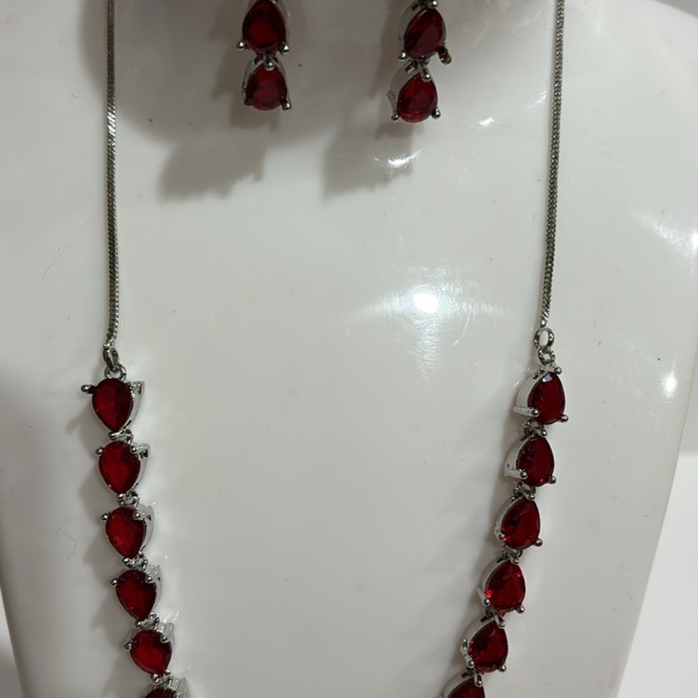 Elegant Red AD Jewelry Set
